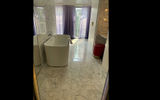 The bathroom in the Penthouse Rock Star suite.
