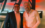Virgin Voyages CEO Tom McAlpin and Virgin Group founder Richard Branson in the Razzle Dazzle restaurant.