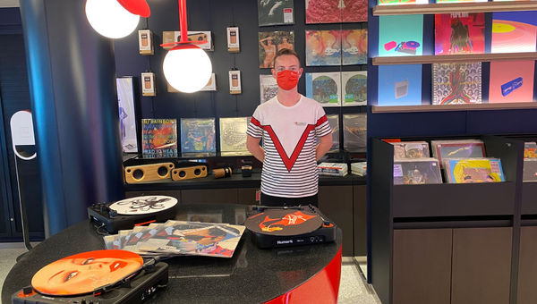 Owen, manager of the Voyage Vinyl record store on the Scarlet Lady. Owen, manager of the Voyage Vinyl record store on the Scarlet Lady.