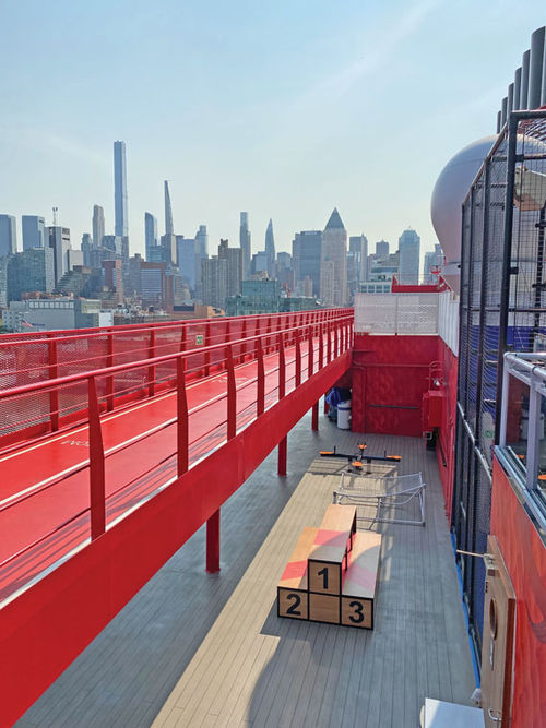 The dedicated running track on Virgin Voyages' Scarlet Lady. The dedicated running track on Virgin Voyages' Scarlet Lady.