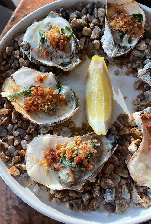 Oysters served at Oystera at Santa Terra, which is housed at an old sugar mill in Todos Santos.
