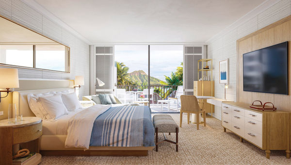 A rendering of a refreshed room at Waikiki's Halekulani. A rendering of a refreshed room at Waikiki's Halekulani.
