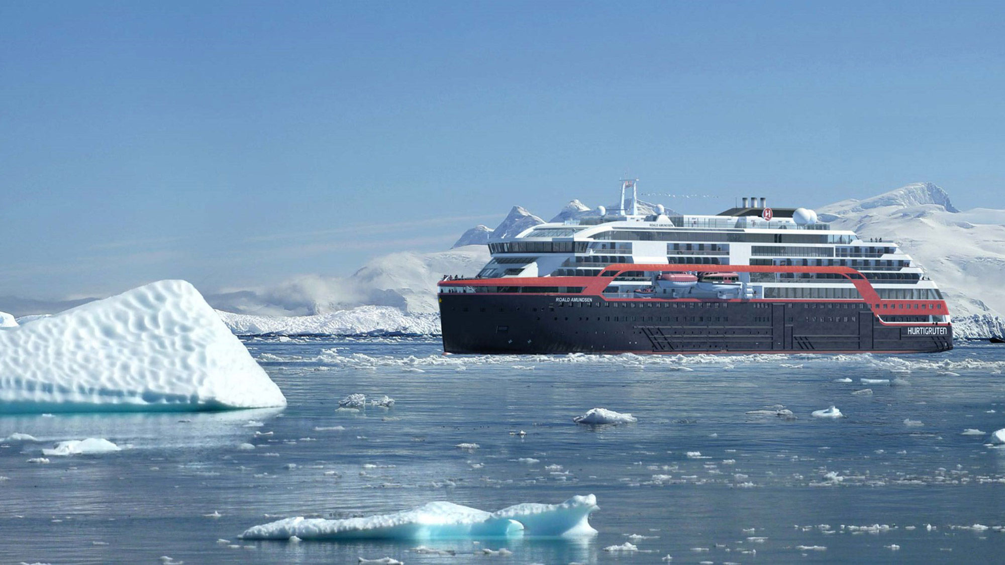 Hurtigruten's Roald Amundsen in Antarctica. This winter, the line will sail Antarctica cruises from Punta Arenas, Chile.