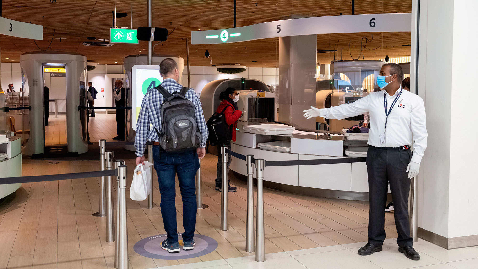 Security at Amsterdam Schiphol Airport.