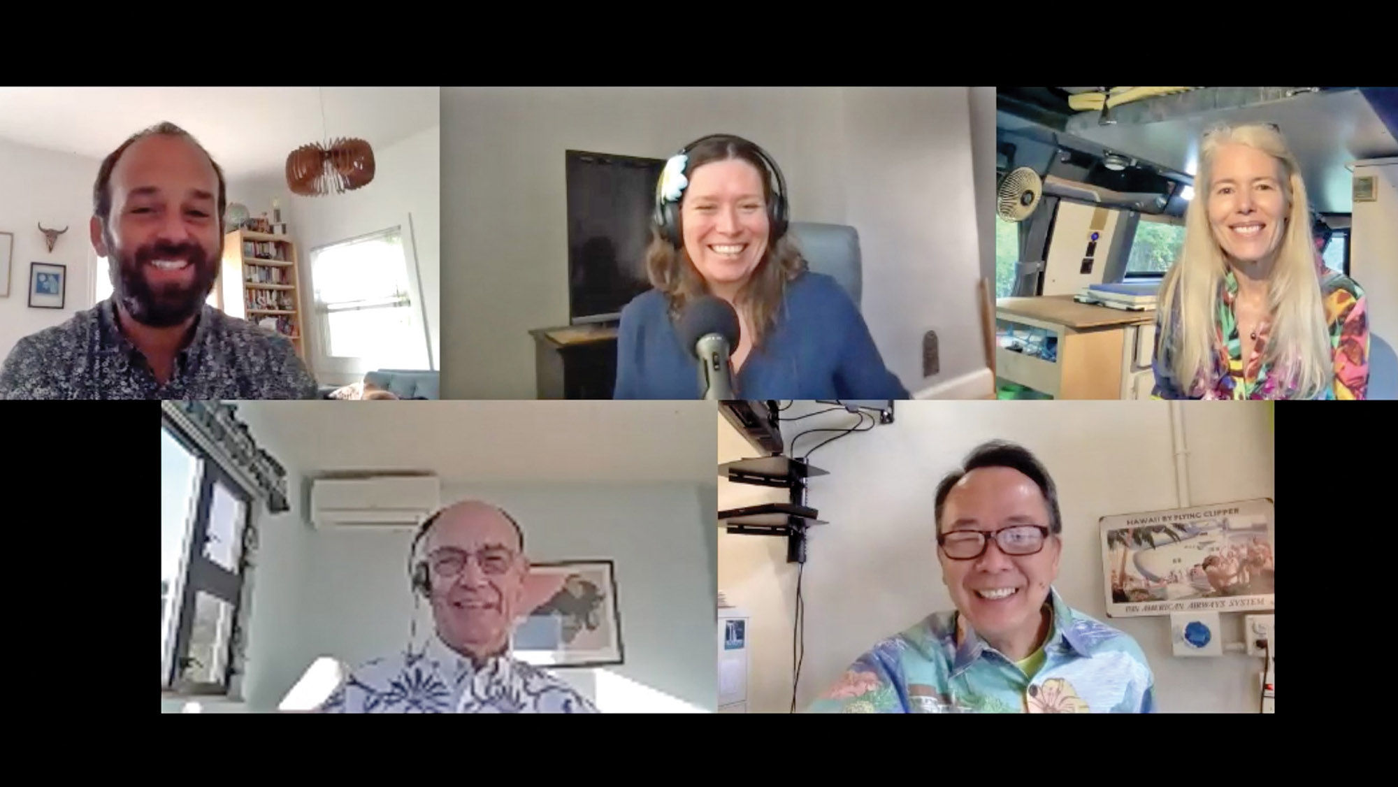 Folo by Travel Weekly podcast on Hawaii travel, from top left: Tovin Lapan and Rebecca Tobin of Travel Weekly, Gail Stringer of Hawaii General Store, Terry Uemura of Hawaii General Store Travel and Frank Haas, a Hawaii travel consultant.