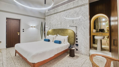The bedroom of a Don Pietro Executive Room at the Rosselli hotel in Valletta.