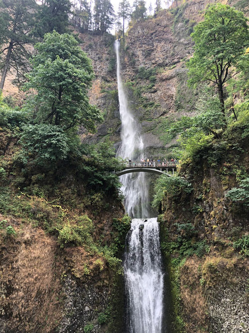 Mutlnomah Falls is a must-see in the Columbia River Gorge, not far from Portland