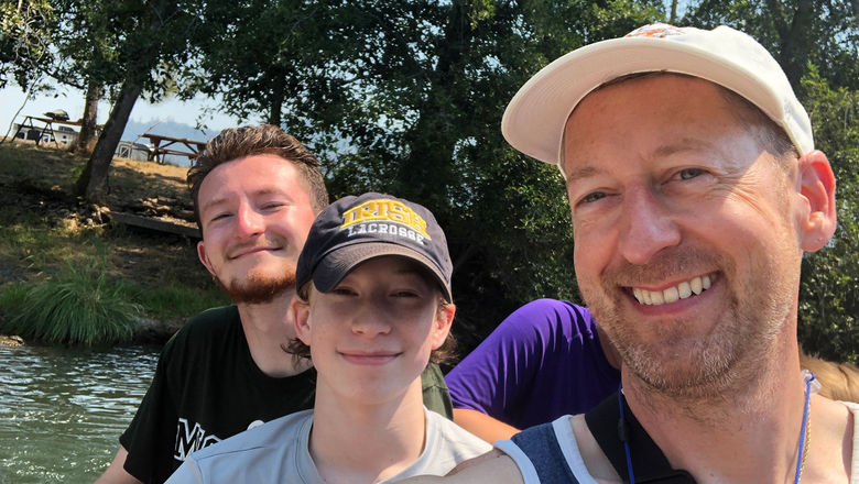 The author and his sons heading out on their Rogue Jet Boat Adventures tour in Oregon, a highlight of their family vacation.