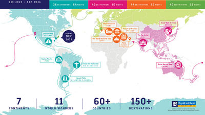 The 274-day world cruise will visit all seven continents.