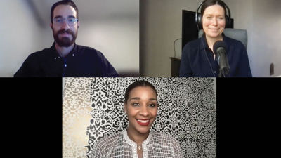 From top left: Mikey Sodowski of Intrepid, Rebecca Tobin of Travel Weekly and Evita Robinson of Nomadness Travel Tribe, on the Folo by Travel Weekly podcast to talk about issues of diversity and inclusion in travel.