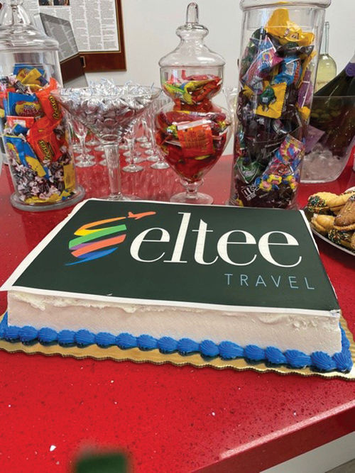 Eltee Travel's storefront has a candy bar as well as a wine bar. Eltee Travel's storefront has a candy bar as well as a wine bar.