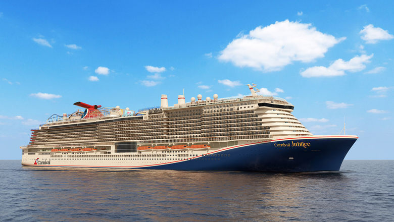 A rendering of the Carnival Jubilee. Delivery of the ship will be held up by two months due to shipyard delays, and some sailings have been canceled.