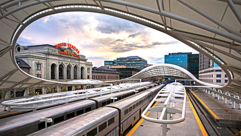 The infrastructure bill calls for the largest investment in passenger rail since the creation of Amtrak. Pictured, Union Station in Denver.