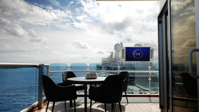 A Sky Suite balcony, the largest balcony in the Princess fleet at 1,000 square feet, offers 270-degree views.