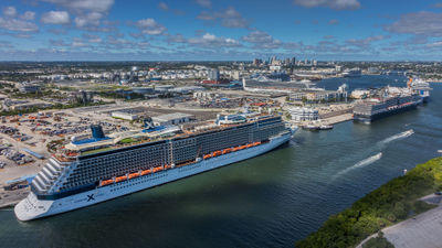 The Celebrity Reflection in Port Everglades, one of six ships that were in port in Fort Lauderdale on Saturday.