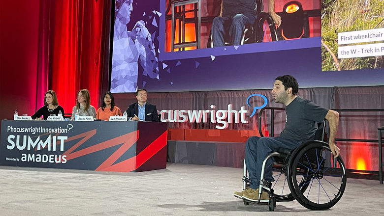 Alvaro Silberstein, CEO of Wheel the World, pitches his app that provides detailed travel accessibility data.