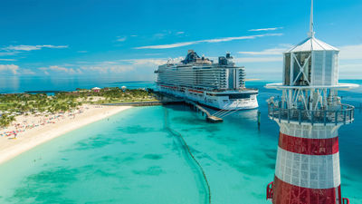 The MSC Seashore at Ocean Cay for its naming ceremony.