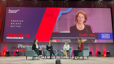 From left, moderator Carroll Rheem, Isabel Hill of the Commerce Department, Visit Lauderdale CEO Stacy Ritter and Margo Yates Martinez of Bloomberg Associates.