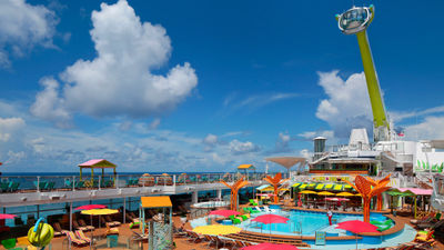 The North Star observation capsule overlooking the Odyssey's resort-style pool deck.