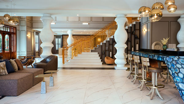 Furnishings are contemporary and interiors bright at the Renaissance St. Augustine. Seen here, the hotel's lobby and lounge area. Furnishings are contemporary and interiors bright at the Renaissance St. Augustine. Seen here, the hotel's lobby and lounge area.