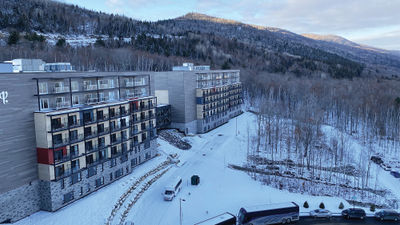 The Club Med Quebec Charlevoix resort is located at the base of Le Massif de Charlevoix ski area.