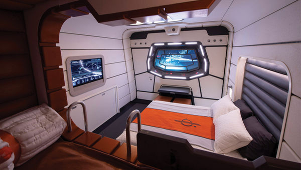 A mock-up of a cabin aboard the Halcyon starcruiser.