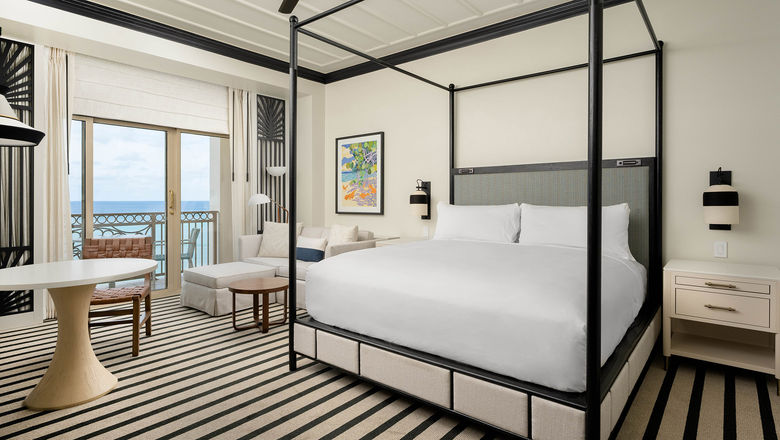 A refreshed oceanfront king room at the Ritz-Carlton, Grand Cayman.