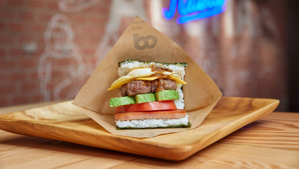 The Waikiki Food Hall at Royal Hawaiian Center houses eight establishments, including Potama, which serves up sandwich-size Spam musubi. The Waikiki Food Hall at Royal Hawaiian Center houses eight establishments, including Potama, which serves up sandwich-size Spam musubi.