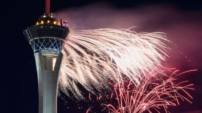 Fireworks will be shot off from the top of the Strat Hotel, Casino & Skypod and from seven other resorts on New Year's Eve.