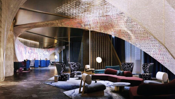 Rendering of the W Macau's lobby. Rendering of the W Macau's lobby.