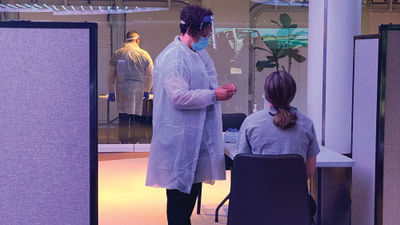 A Covid-testing area on the Celebrity Edge last summer.