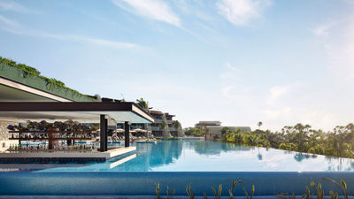 The pool swim-up bar at the Hotel Xcaret Arte.