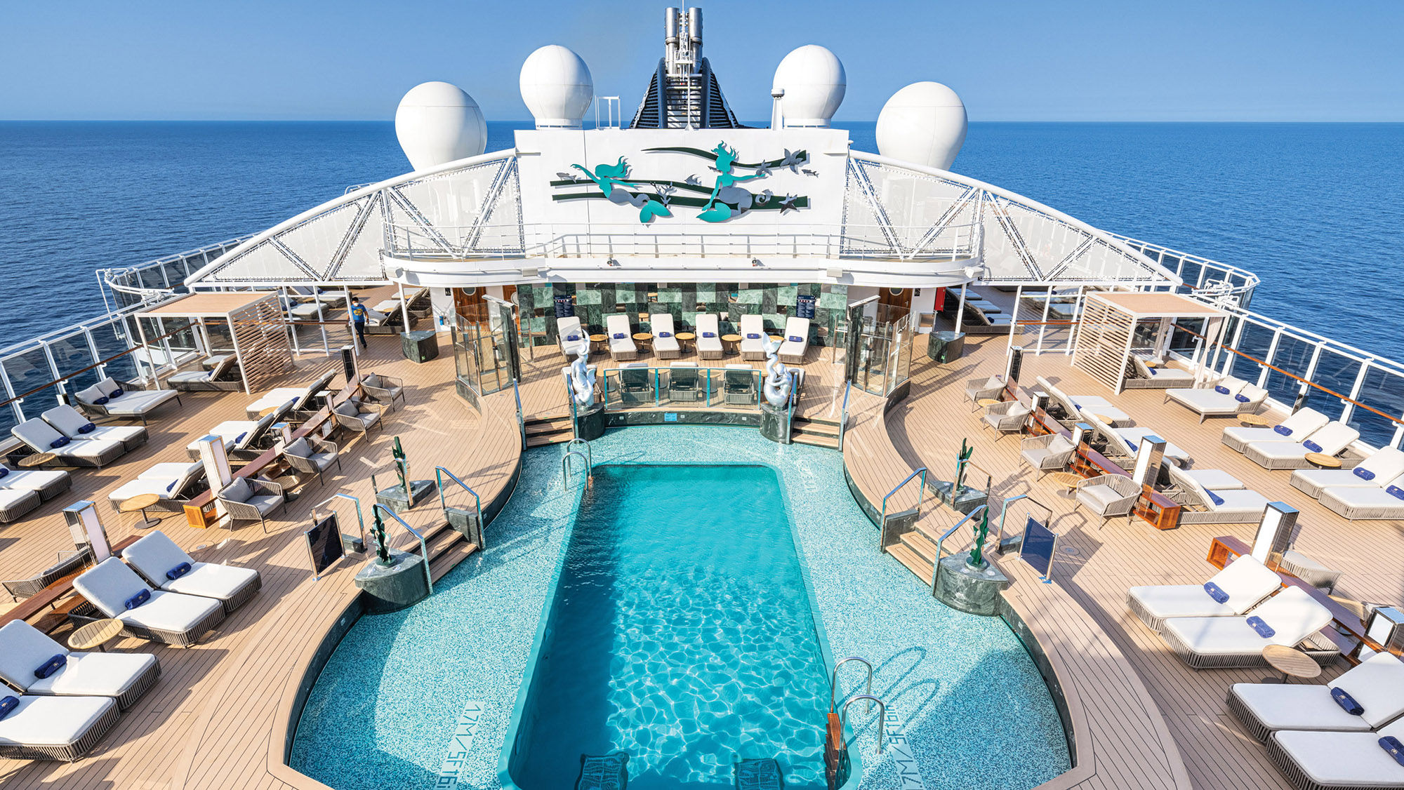 The MSC Yacht Club's pool deck on the MSC Seashore.