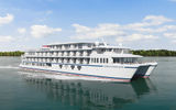 A rendering of American Cruise Line's new, catamaran-style ship.