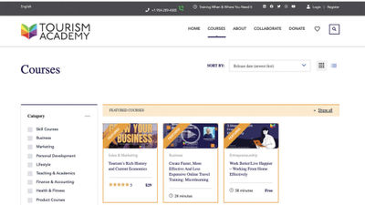 The Tourism Academy offers more than 200 training courses for travel advisors and tour operators.