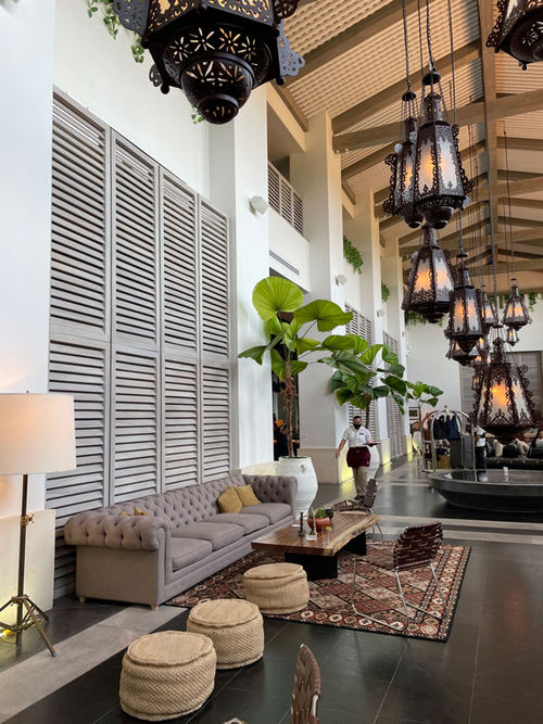 The check-in area, where guests can relax with a welcome drink. The check-in area, where guests can relax with a welcome drink.