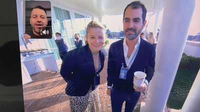 Jon Makhmaltchi’s view of a “meeting” with Journey 2 Croatia’s Ivana Tomic and Canaves Oia’s Markos Chaidemenos, two J.MAK Hospitality partners that attended SmartFlyer’s annual conference.
