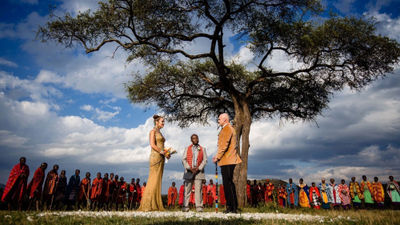 A Masai wedding ceremony at Mara Bushtops Luxury Camp in Kenya.