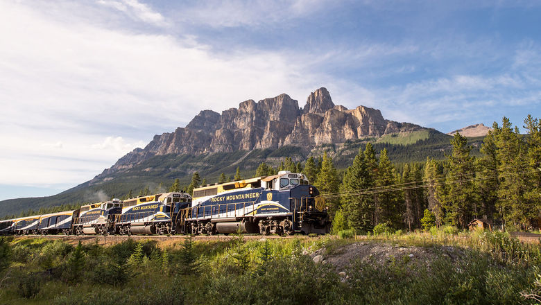 A train on Rocky Mountaineer's First Passage to the West route.