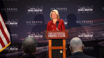 Tori Emerson Barnes said the U.S. Travel Association is not in favor of requiring a Covid-19 booster shot to enter the U.S.