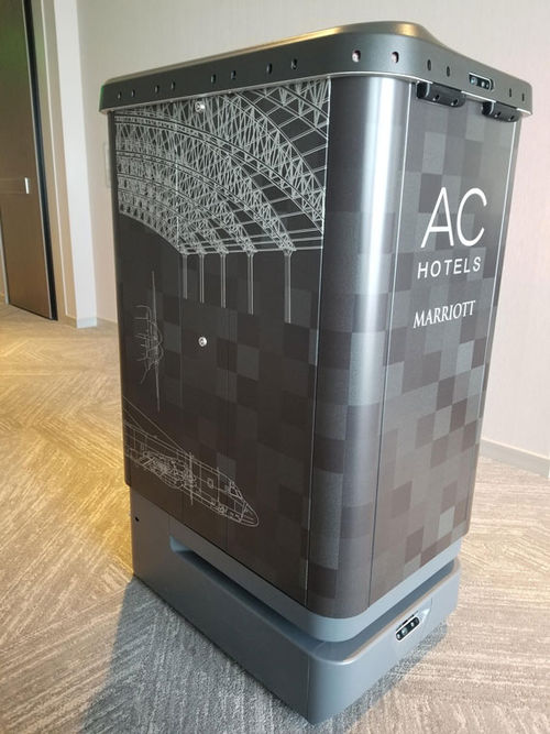 The AC Hotel Sunnyvale Moffet Park has an Aethon robot that can deliver various items to guest rooms.
