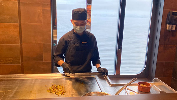 The Night Market teppanyaki grill is one of seven restaurants on the Scenic Eclipse. The Night Market teppanyaki grill is one of seven restaurants on the Scenic Eclipse.
