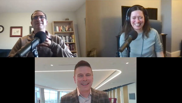 Clockwise from top right: Robert Silk and Rebecca Tobin of Travel Weekly and Kyle Maybry, American Airlines' vice president of global sales. Clockwise from top right: Robert Silk and Rebecca Tobin of Travel Weekly and Kyle Maybry, American Airlines' vice president of global sales.