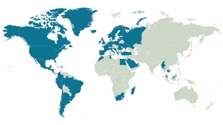 A map included in the CLIA 2022 State of the Cruise Industry report shows in blue the 86 countries that have reopened to cruising. Only a handful are located in the Australasia region.
