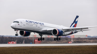 An Airbus A350 operated by Aeroflot.
