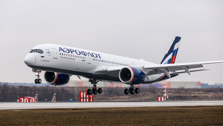 An Airbus A350 operated by Aeroflot.