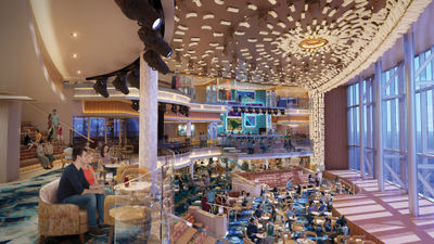 The Carnival Celebration's three-deck atrium will feature 1,400 color-changing lighting fixtures.