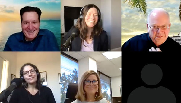 Clockwise from top right: Dietmar Wertanzl, Crystal's first hotel director; show host Rebecca Tobin; travel advisors Richard Turen and Susan Reder; and news editor Johanna Jainchill. Not pictured: Former marketing exec Art Sbarsky. Clockwise from top right: Dietmar Wertanzl, Crystal's first hotel director; show host Rebecca Tobin; travel advisors Richard Turen and Susan Reder; and news editor Johanna Jainchill. Not pictured: Former marketing exec Art Sbarsky.