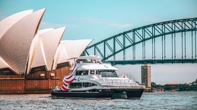 Journey Beyond's Cruise Sydney cruises Sydney Harbor on a 78-foot luxury vessel.