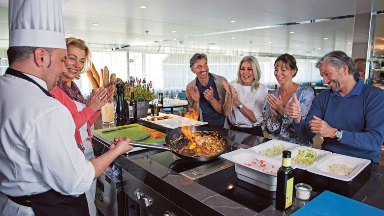 A cooking activity onboard one of Scenic’s culinary themed sailings.